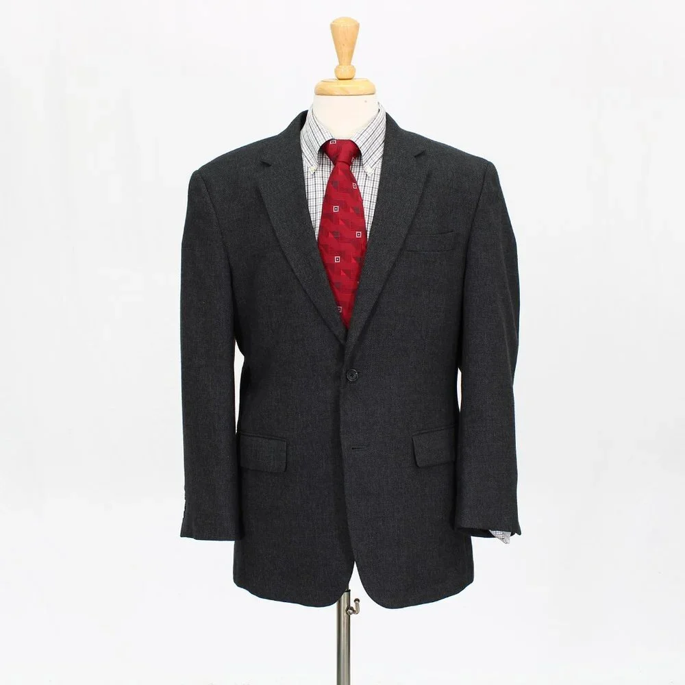 Jos. A. Bank 41R Gray Solid 2-Button Sport Coat Blazer Jacket O836